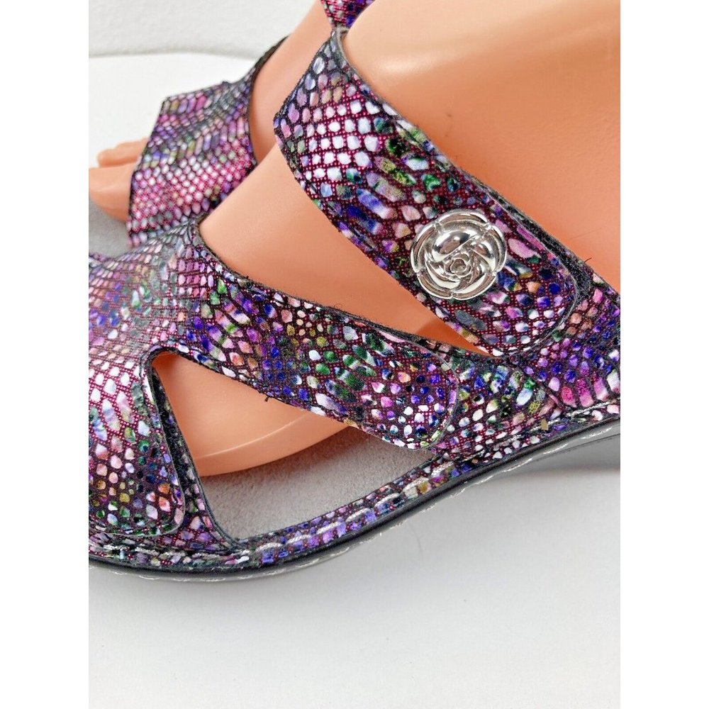 *Alegria Double Strap Comfort Sandal Slide Womens 39 Croc Embossed Leather Shoes - Picture 13 of 14